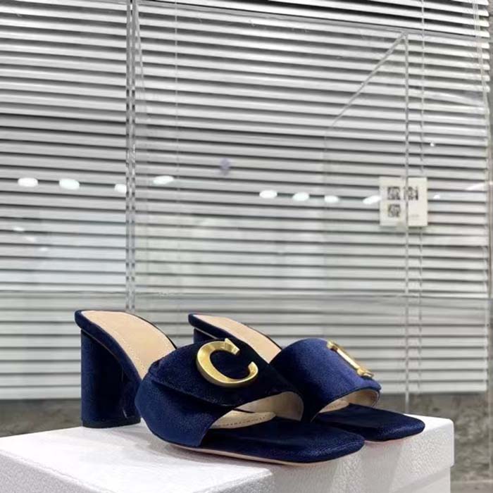 Dior Women CD C’est Dior Heeled Slide Cobalt Blue Velvet 5 CM Heel