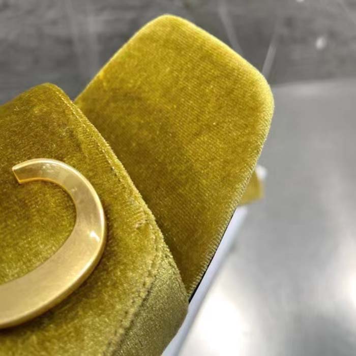 Dior Women CD C’est Dior Heeled Slide Lime Yellow Velvet 5 CM Heel