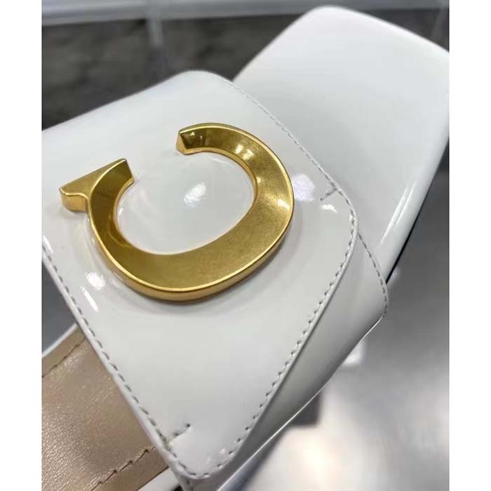 Dior Women CD C’est Dior Slide White Patent Calfskin Metal C D Initials