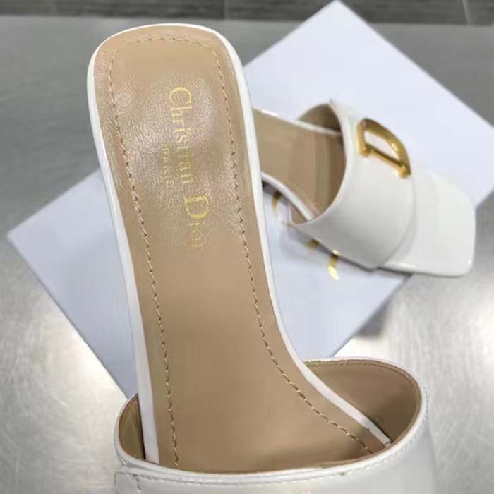 Dior Women CD C’est Dior Slide White Patent Calfskin Metal C D Initials