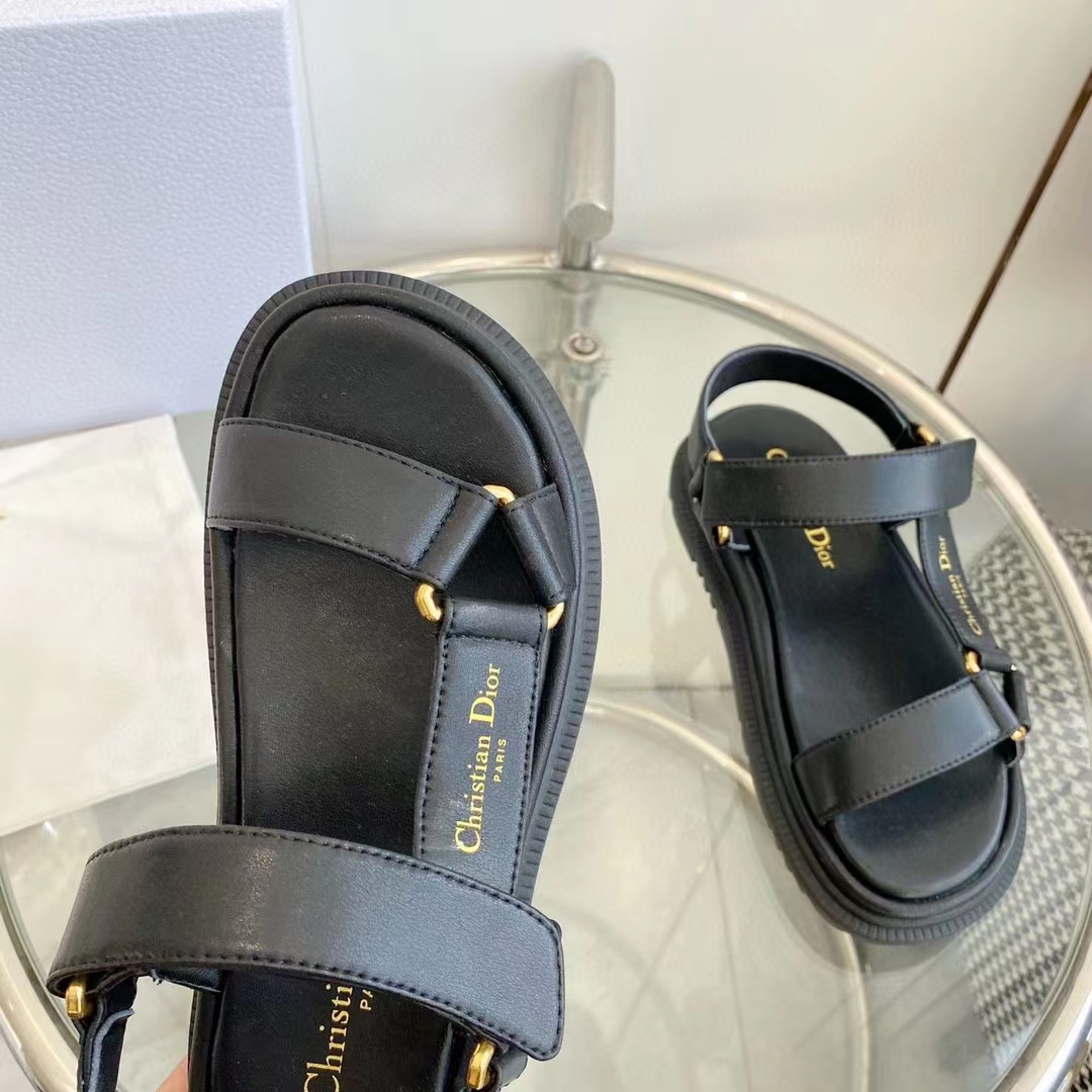 Dior Women CD D-Wave Sandal Black Lambskin Paris Signature EVA