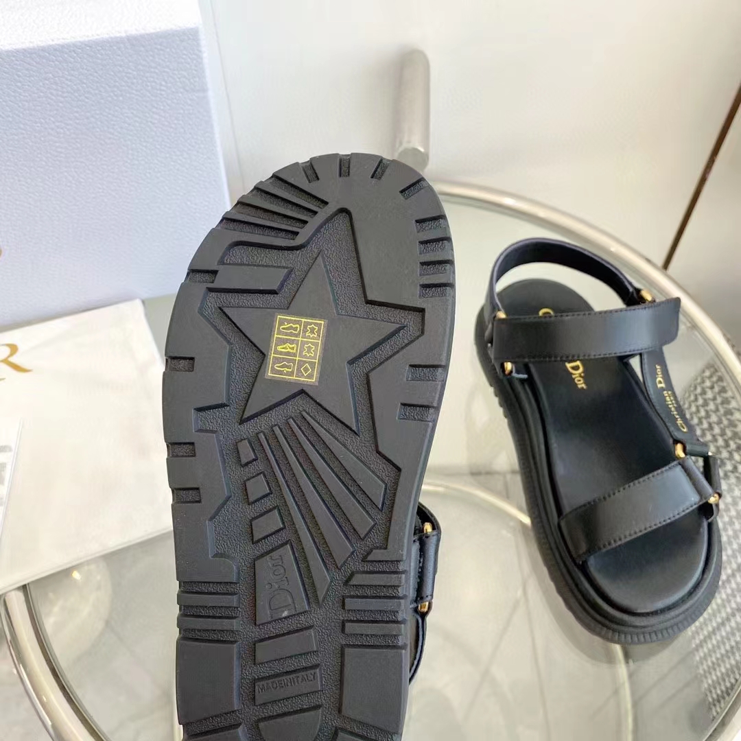 Dior Women CD D-Wave Sandal Black Lambskin Paris Signature EVA