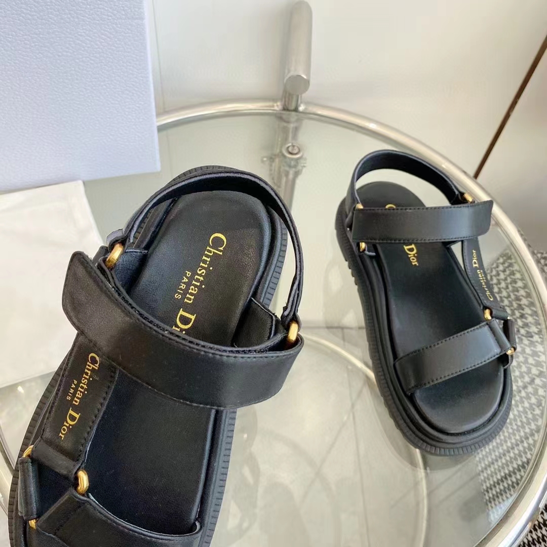 Dior Women CD D-Wave Sandal Black Lambskin Paris Signature EVA