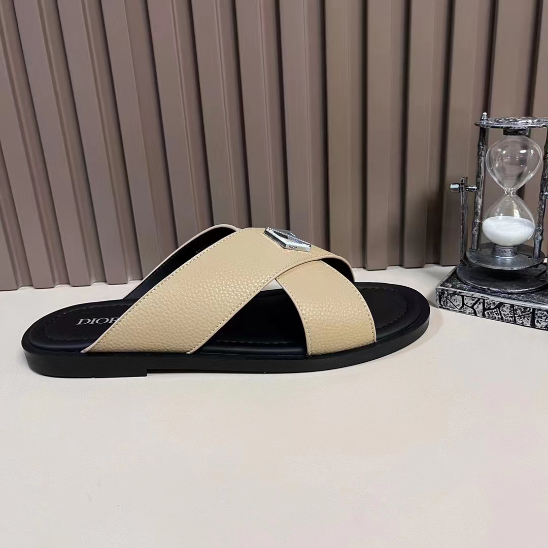 Dior Unisex CD Dior Alias Sandal Beige Grained Calfskin Black Calfskin Insole
