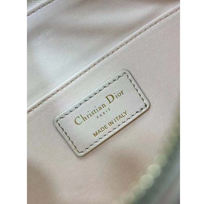 Dior Women CD Dior Dream Bag Dusty Ivory Cannage Cotton Bead Embroidery