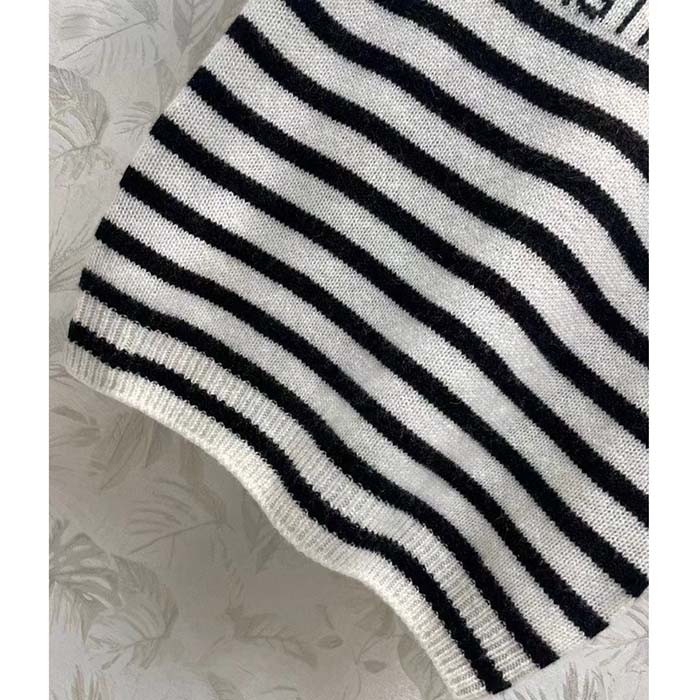 Dior Men CD Dioriviera Short Sleeved Sweater Marinière White Blue Cashmere Knit Signature