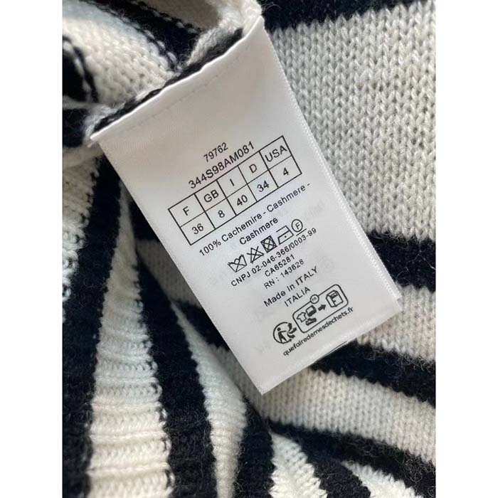 Dior Men CD Dioriviera Short Sleeved Sweater Marinière White Blue Cashmere Knit Signature