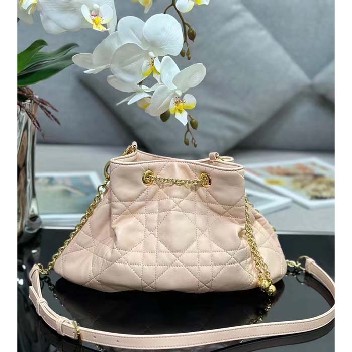 Dior Women CD Large Ammi Bag Aesthetic Beige Supple Macrocannage Lambskin