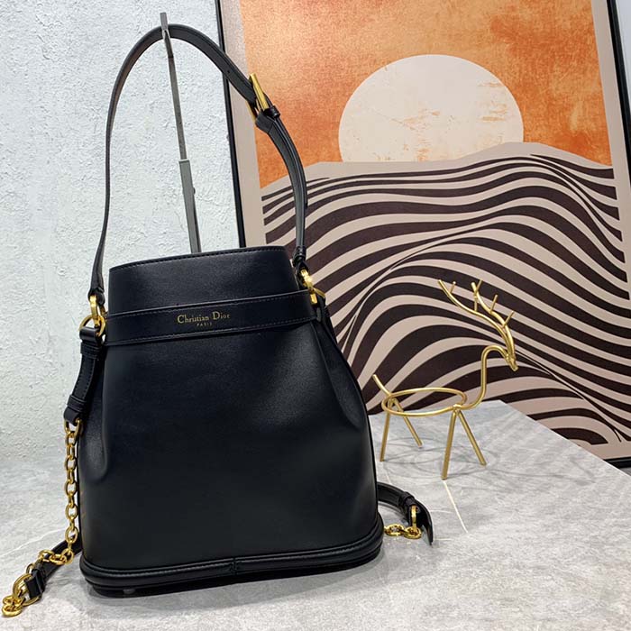 Dior Women CD Medium C’est Dior Bag Black CD-Embossed Calfskin