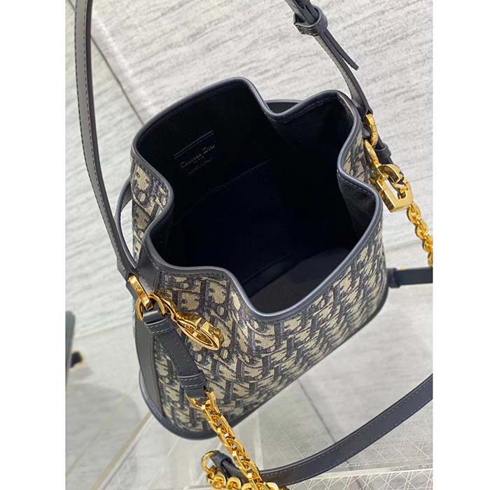 Dior Women CD Medium C’est Dior Bag Blue Dior Oblique Jacquard