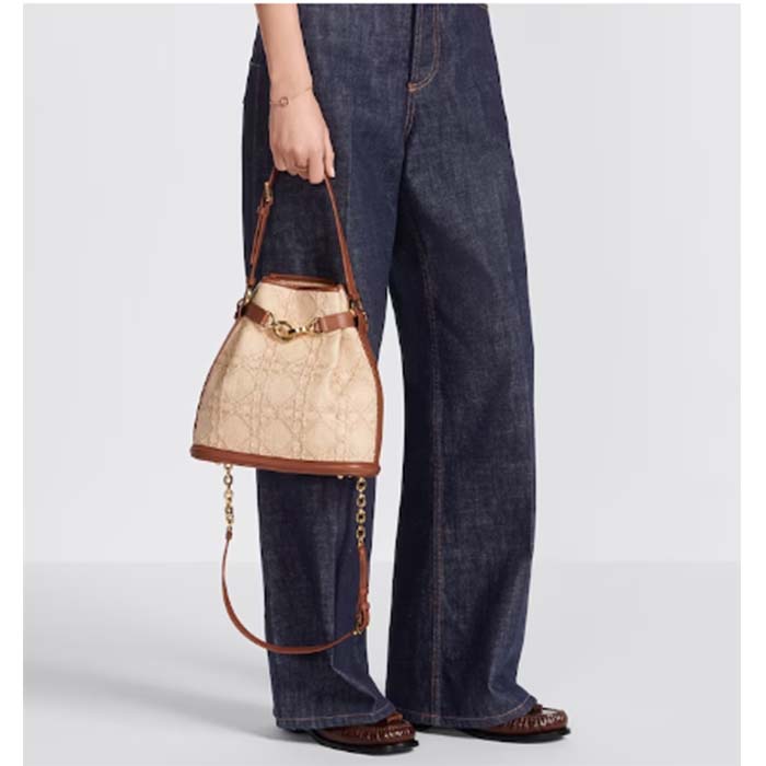 Dior Women CD Medium C’est Dior Bag Natural Cannage Raffia