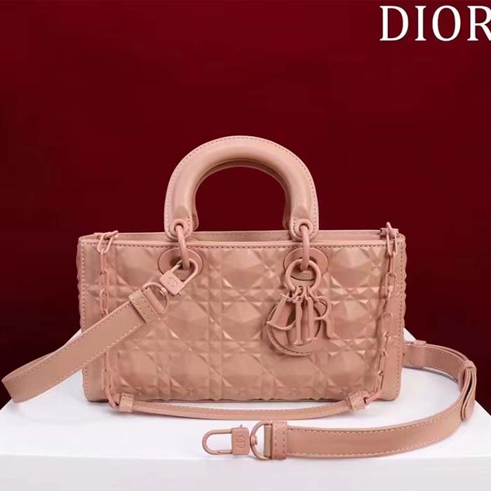 dior women cd medium d-joy bag rose des vents cannage calfskin Di*m*nd motif