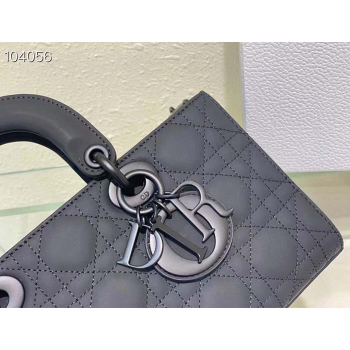 Dior Women CD Medium Lady D-Joy Bag Ultramatte Black Cannage Calfskin