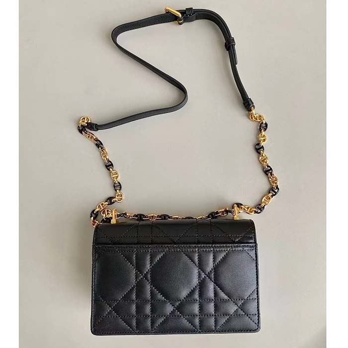 Dior Women CD Miss Caro Mini Bag Black Macrocannage Lambskin