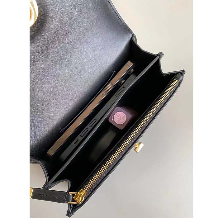 Dior Women CD Miss Caro Mini Bag Black Macrocannage Lambskin