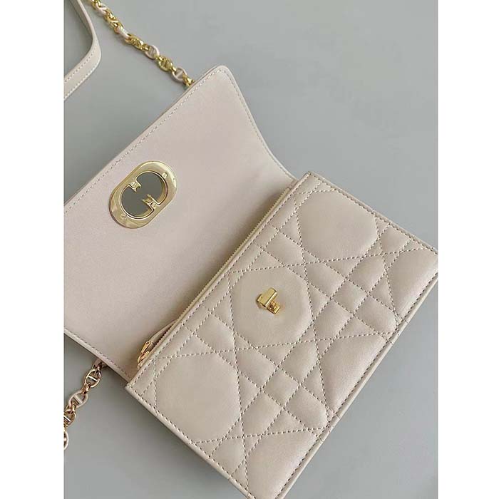 Dior Women CD Miss Caro Mini Bag Caramel Beige Macrocannage Lambskin