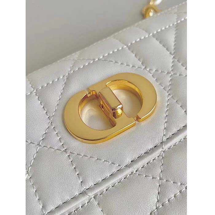 Dior Women CD Miss Caro Mini Bag Latte Macrocannage Lambskin