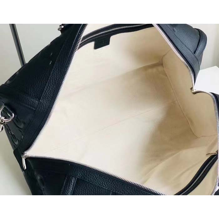 G*u*i gg unisex jumbo gg small duffle bag black leather zip closure