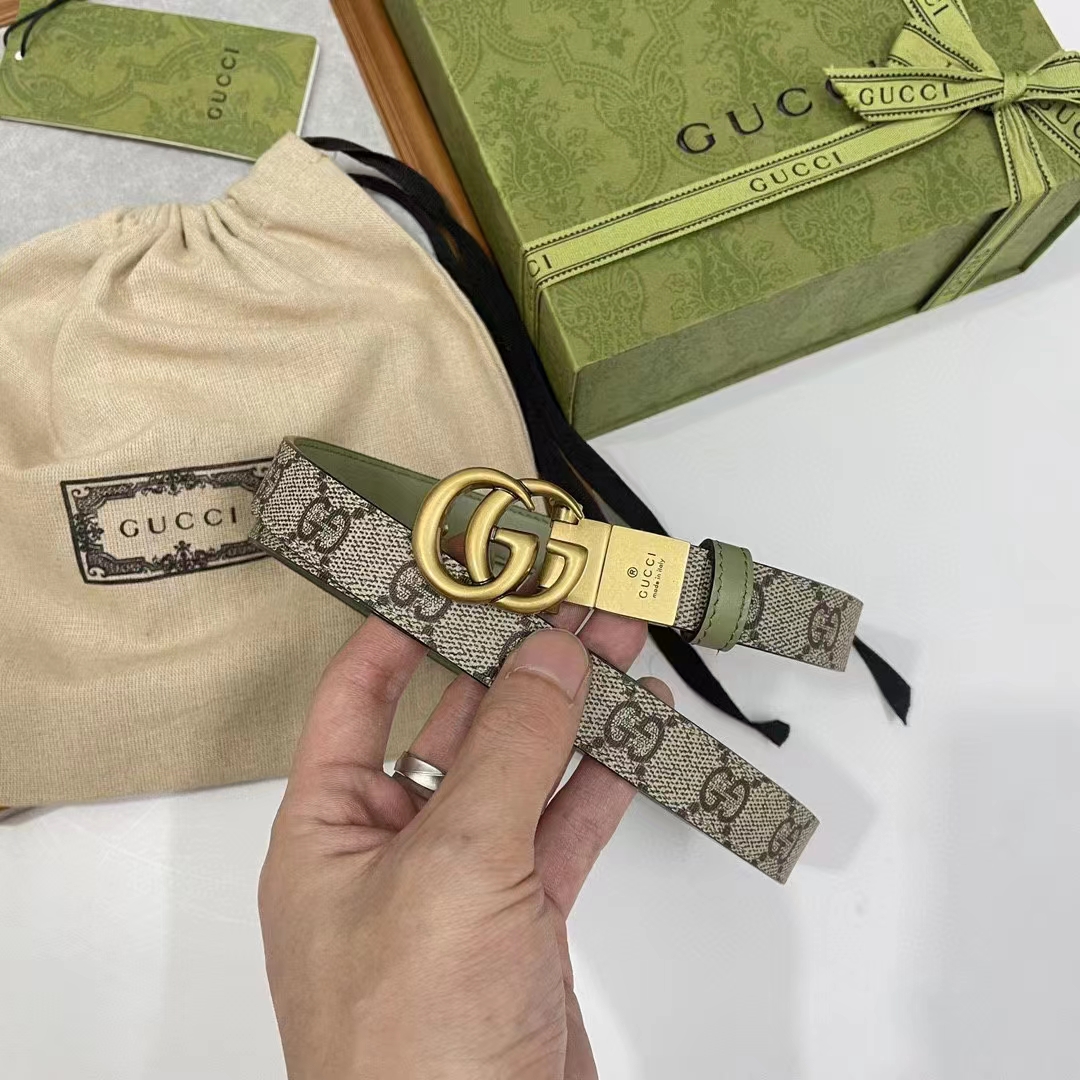 G*u*i gg unisex marmont reversible thin belt beige ebony gg supreme canvas