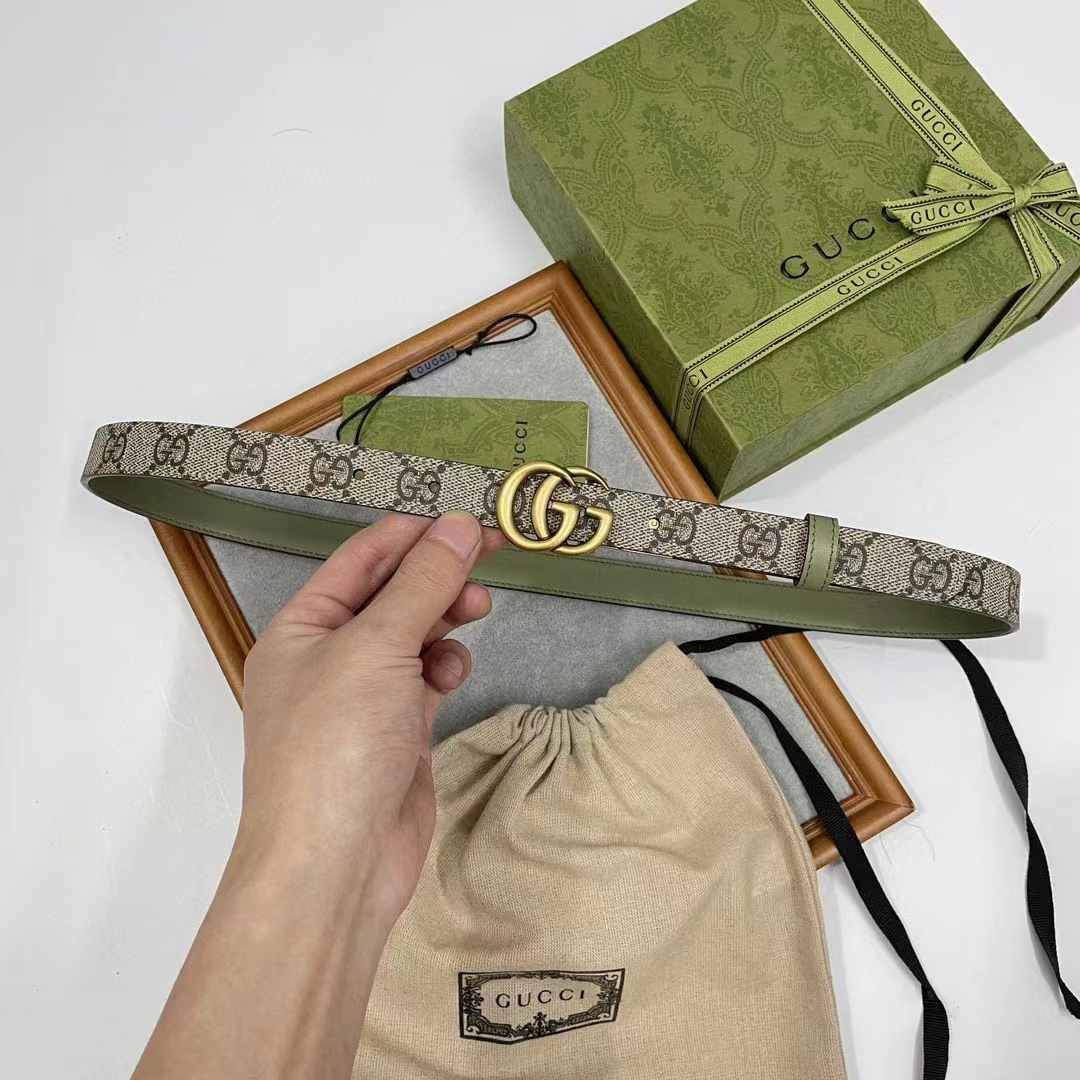 G*u*i gg unisex marmont reversible thin belt beige ebony gg supreme canvas