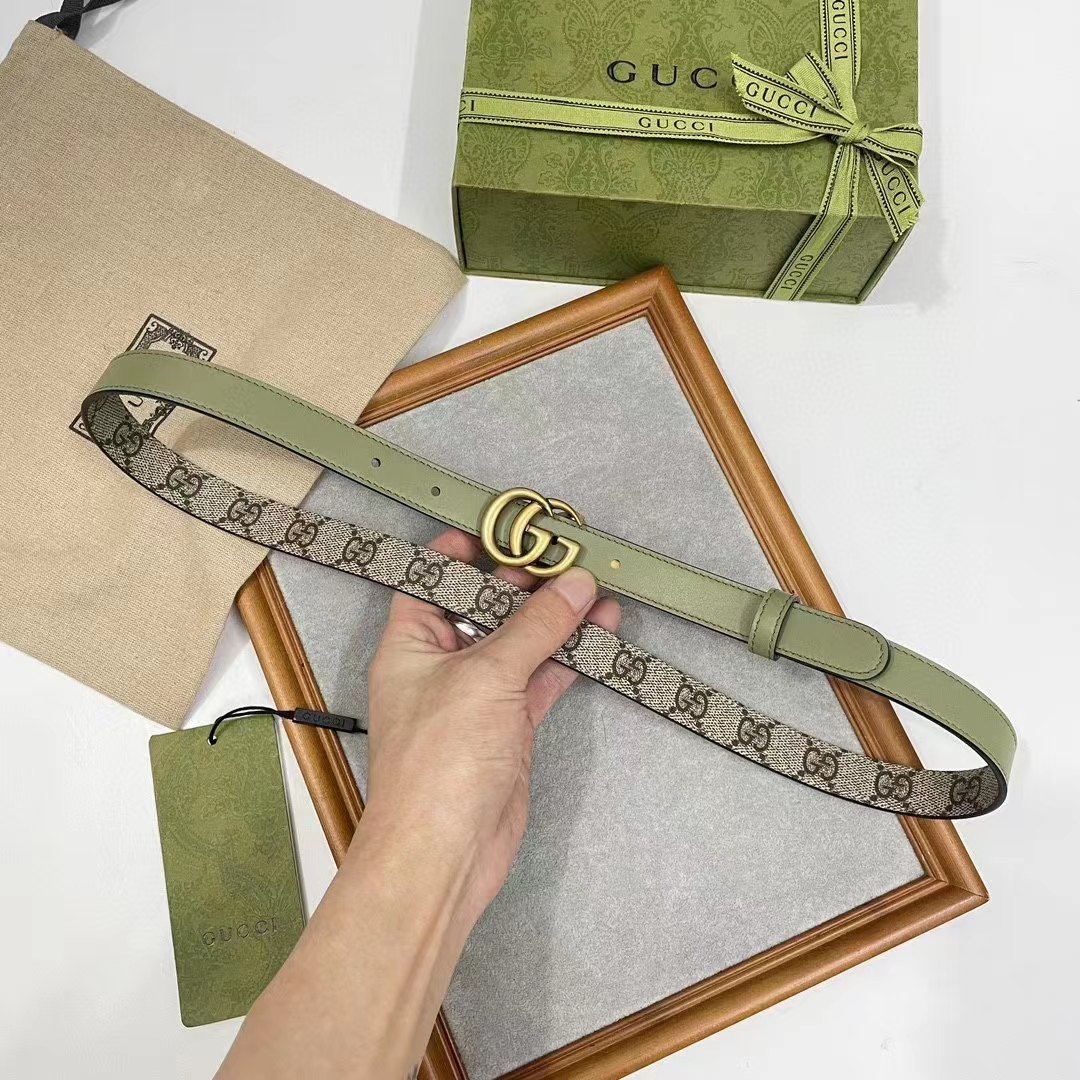 G*u*i gg unisex marmont reversible thin belt beige ebony gg supreme canvas