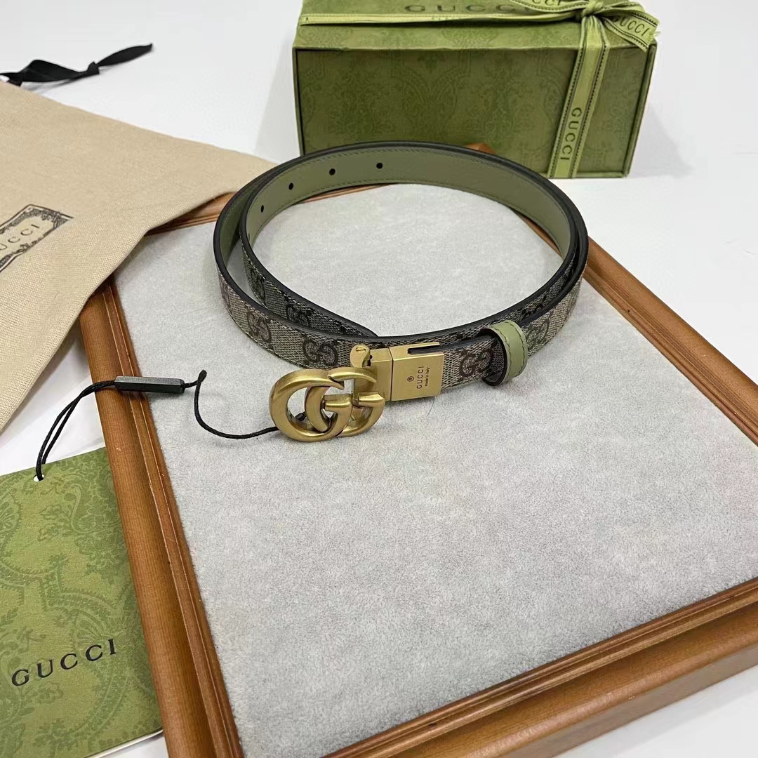 G*u*i gg unisex marmont reversible thin belt beige ebony gg supreme canvas
