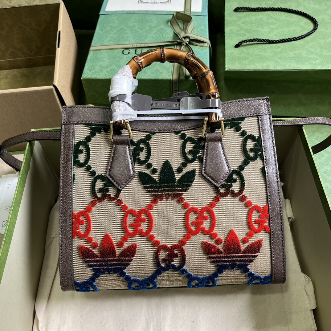 G*u*i unisex adidas x G*u*i diana medium tote bag multicolor velvet gg trefoil canvas