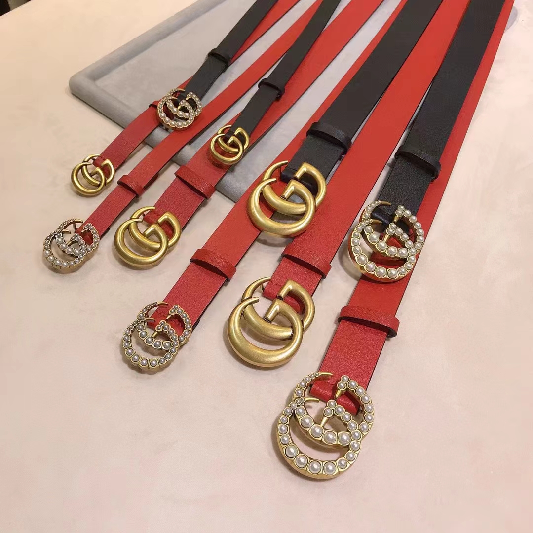 G*u*i unisex gg leather belt pearl double g buckle black 2 cm width
