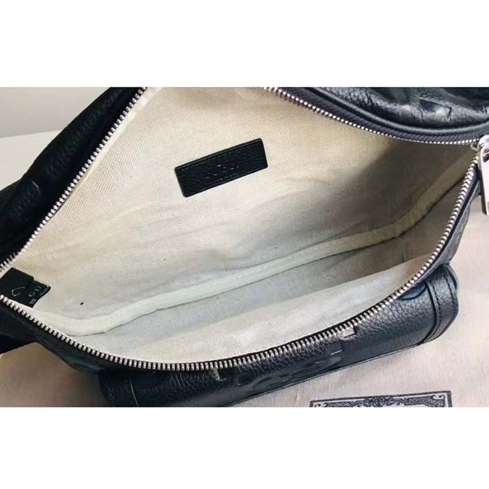 G*u*i unisex jumbo gg belt bag black leather zip closure