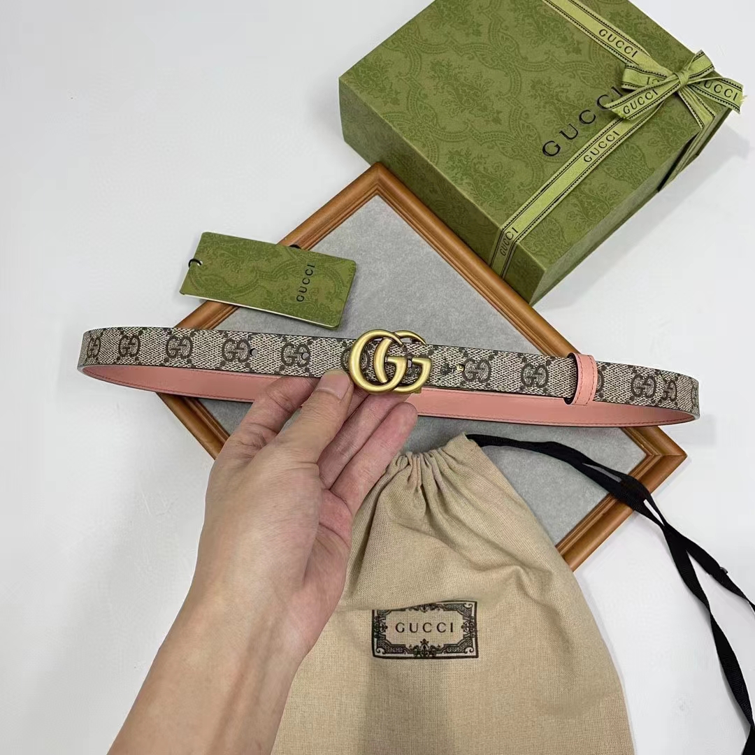 G*u*i unisex marmont reversible thin belt beige ebony gg supreme canvas