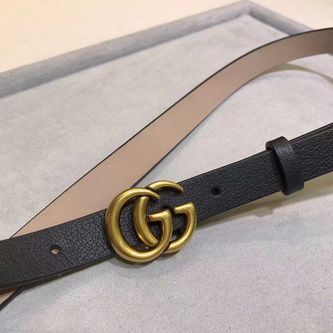 G*u*i unisex marmont reversible thin belt black leather double g buckle