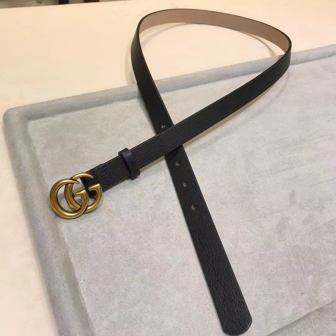 G*u*i unisex marmont reversible thin belt black leather double g buckle