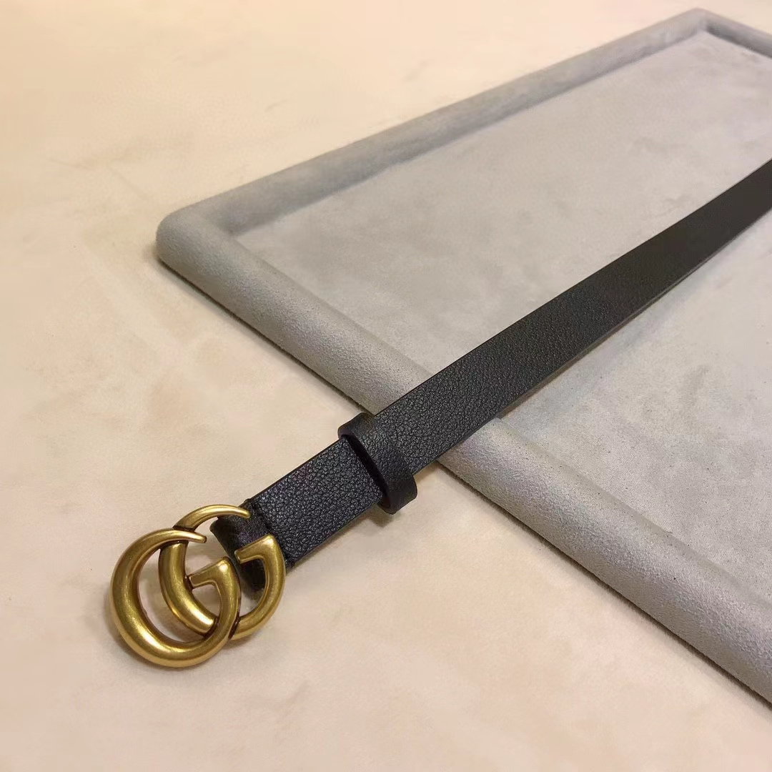 G*u*i unisex marmont reversible thin belt black leather double g buckle