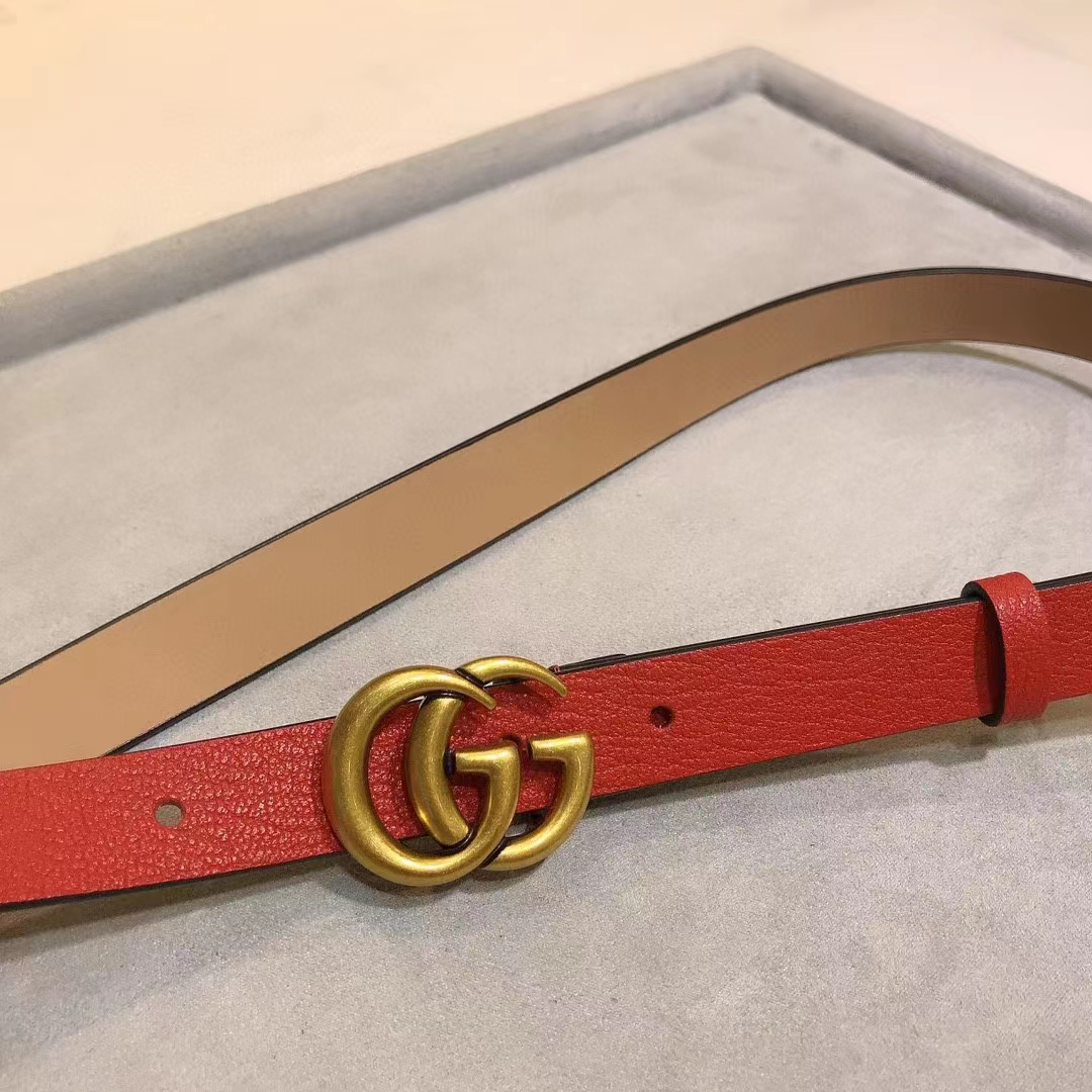 G*u*i unisex marmont reversible thin belt red leather double g buckle