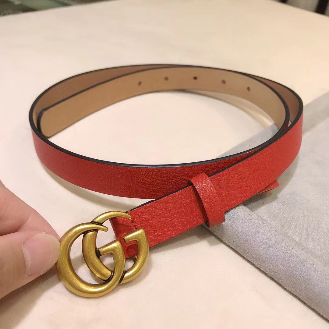 G*u*i unisex marmont reversible thin belt red leather double g buckle