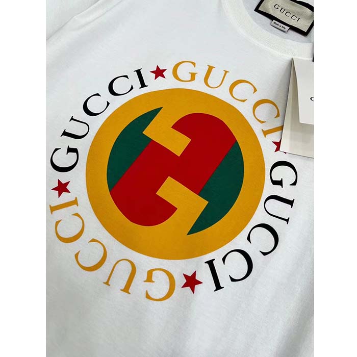 G*u*i women gg cotton jersey printed t-shirt off white crewneck short sleeves