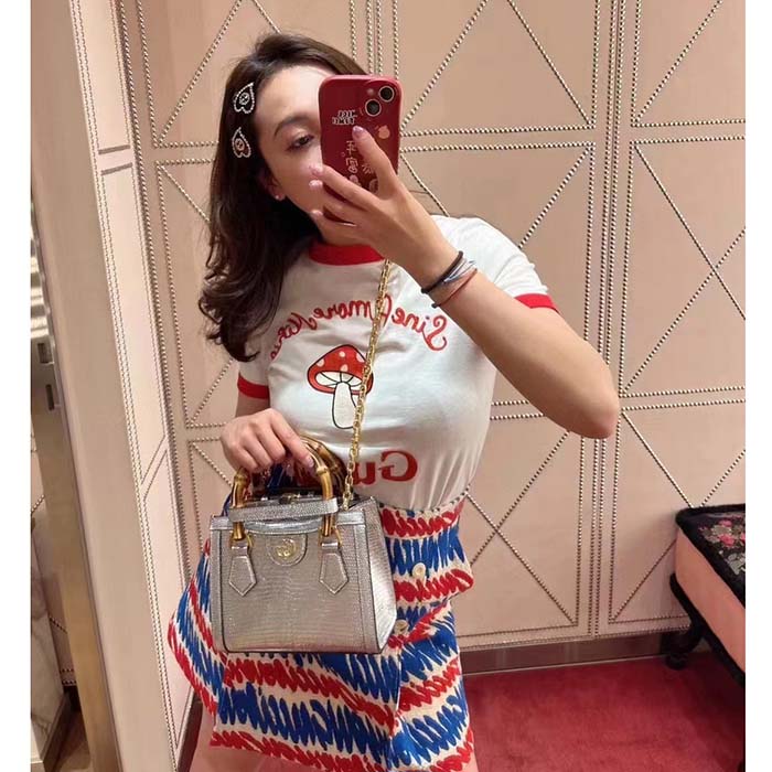 G*u*i women gg sine amore nihil’ cotton jersey t-shirt off white mushroom embroidery