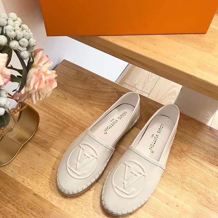 Louis Vuitton LV Women Starboard Flat Espadrille Ivory White Lamb Leather Rubber