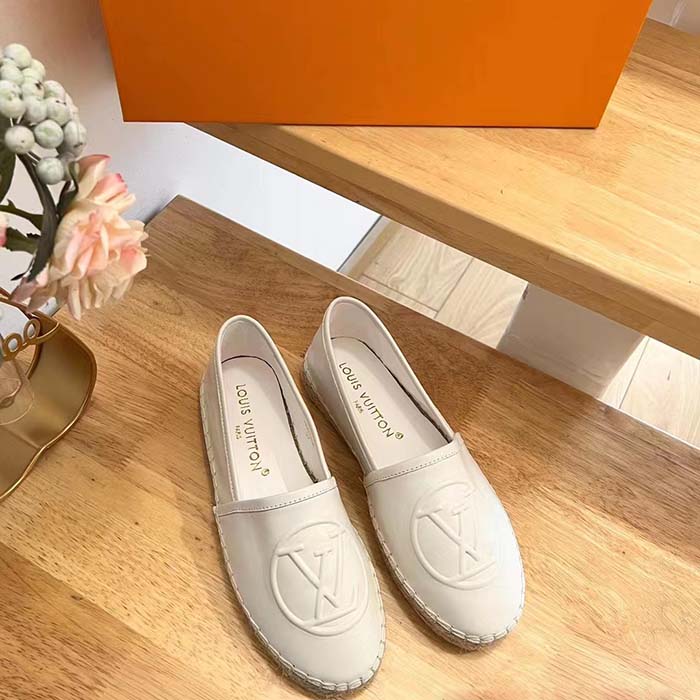 Louis Vuitton LV Women Starboard Flat Espadrille Ivory White Lamb Leather Rubber