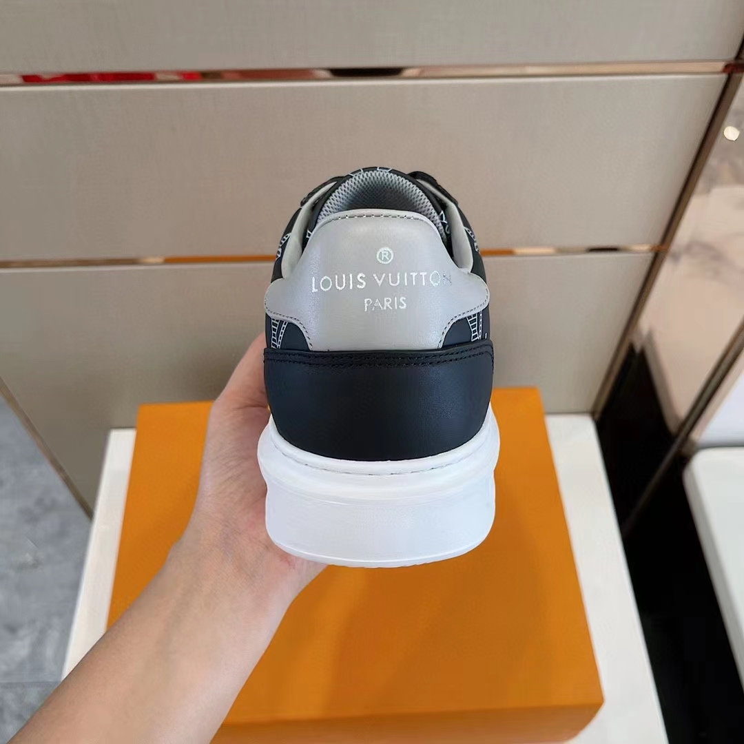 Louis Vuitton Unisex Beverly Hills Sneaker Black Monogram-Printed Calf Leather Rubber Outsole