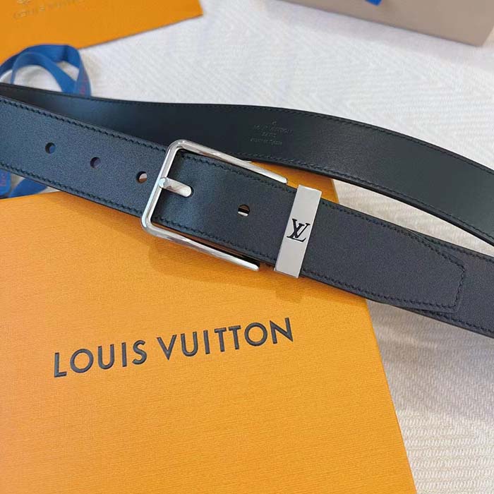 Louis Vuitton Unisex LV Pont Neuf 35mm Belt Anthracite Gray Ombre Calf Leather