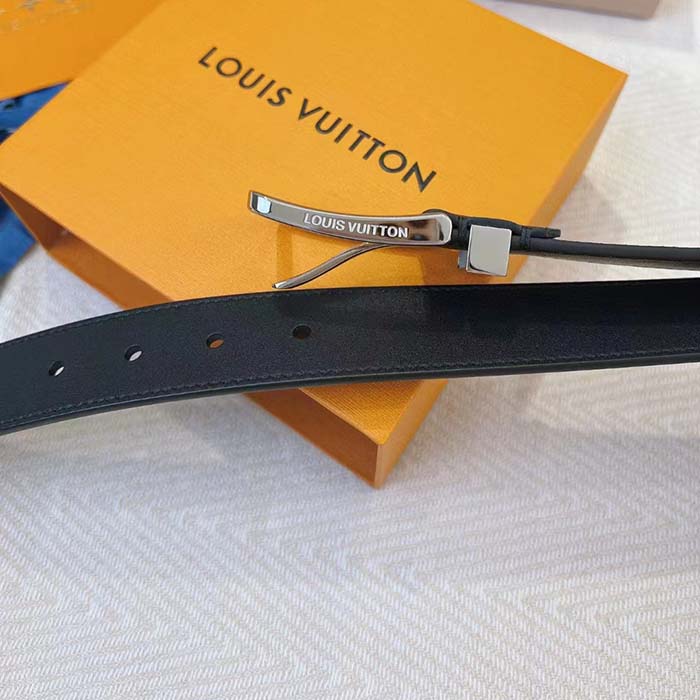 Louis Vuitton Unisex LV Pont Neuf 35mm Belt Anthracite Gray Ombre Calf Leather