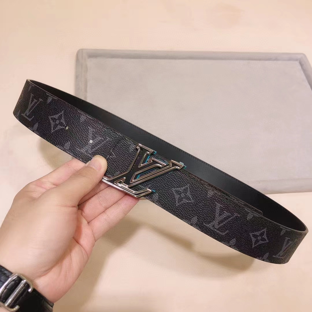 Louis Vuitton Unisex LV Speed 40mm Reversible Belt Turquoise Blue Monogram Eclipse Coated Canvas Leather