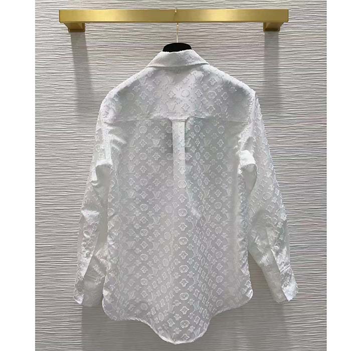 Louis Vuitton Men LV Long Sleeved Fitted Shirt Cotton Blanc Optique White Regular Fit