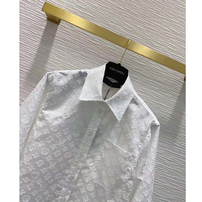 Louis Vuitton Men LV Long Sleeved Fitted Shirt Cotton Blanc Optique White Regular Fit