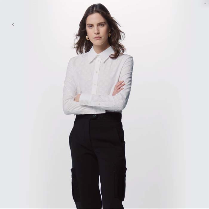 Louis Vuitton Women LV Long Sleeved Fitted Shirt Cotton Blanc Optique White Regular Fit