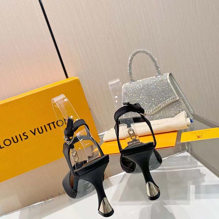 Louis Vuitton Women LV Sparkle Sandal Brown Monogram Canvas Outsole 9.5 CM Heel