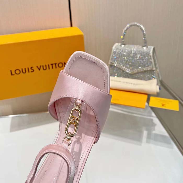 Louis Vuitton Women LV Sparkle Sandal Pink Calfskin Leather Outsole 9.5 CM Heel