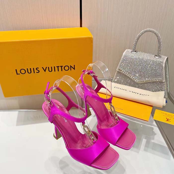 Louis Vuitton Women LV Sparkle Sandal Rose Calfskin Leather Outsole 9.5 CM Heel