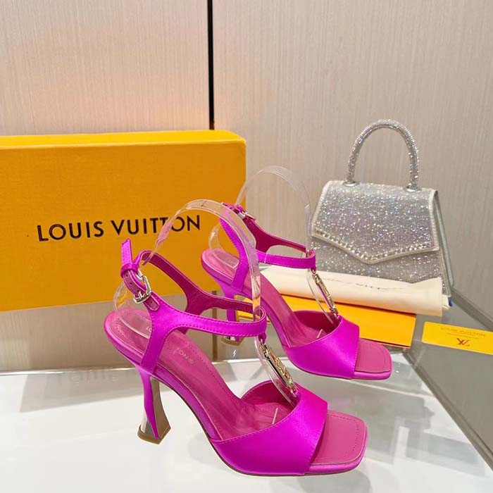 Louis Vuitton Women LV Sparkle Sandal Rose Calfskin Leather Outsole 9.5 CM Heel